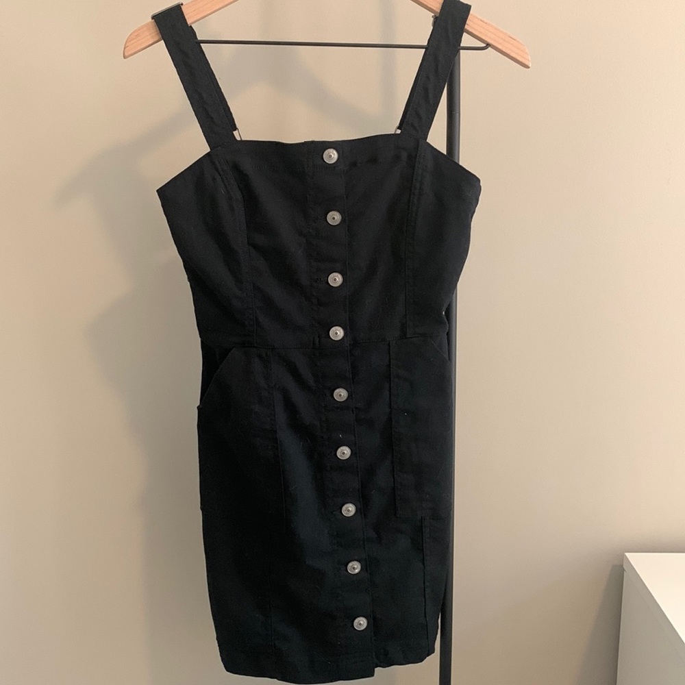 H&M size 4 black denim button up dress.